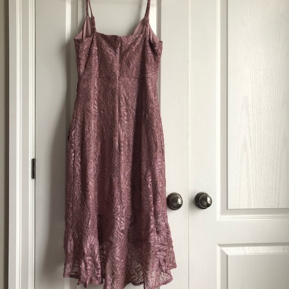 NWT Le Chateau Sparkly Lace High- Low Dusty Pink Dress - Picture 5 of 7